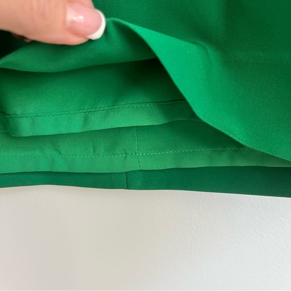 Milly Emerald Green Nicole Dress Size 4 V Neck Mini Sheath Ruffle 3/4 Sleeves - Picture 11 of 13